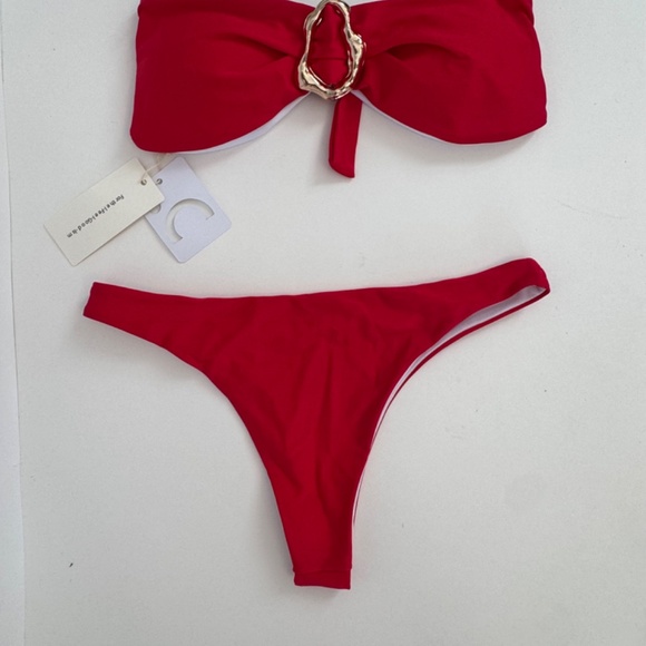 Commense Metal-Detail Bow Bandeau Bikini Size Large - Picture 6 of 7